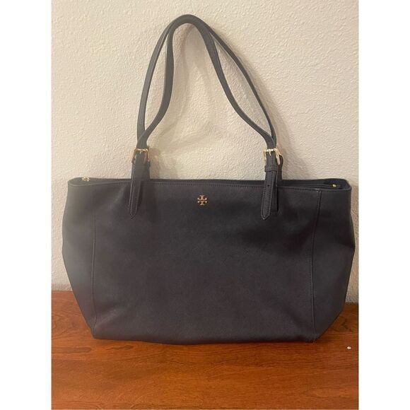 Tory Burch Navy Leather Tote - Picture 1 of 9